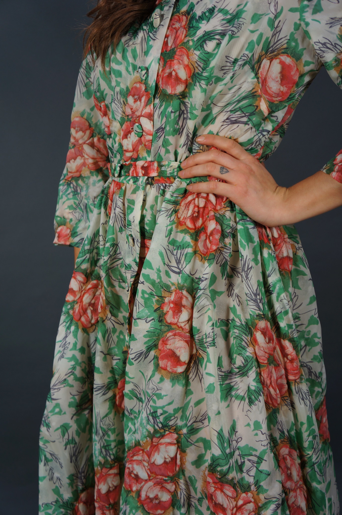 50s Flower Maxi Dress