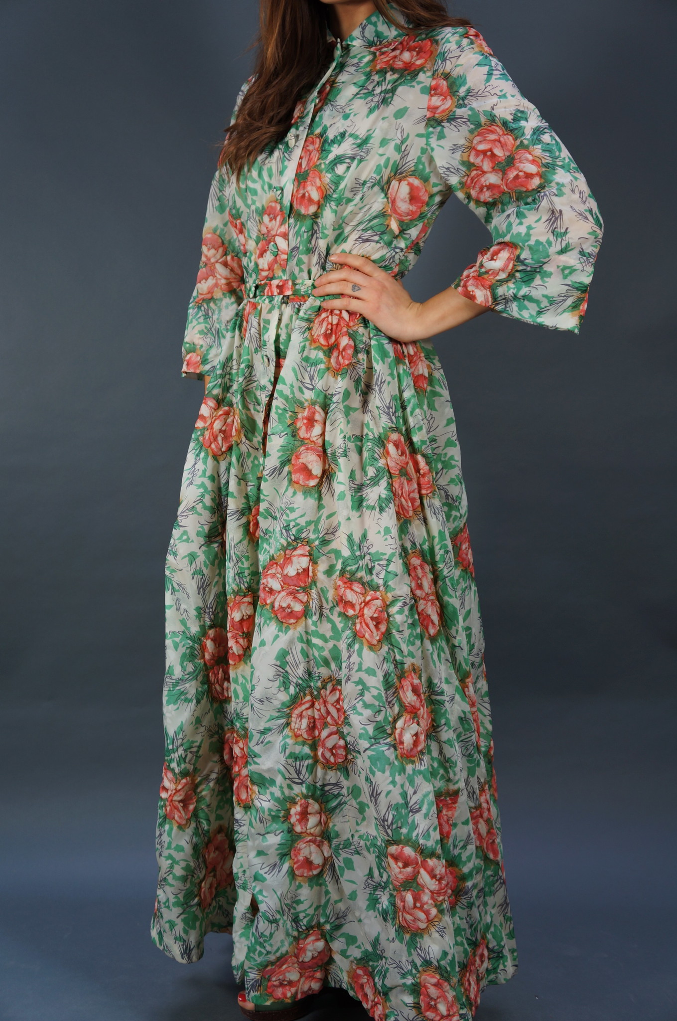 50s Flower Maxi Dress