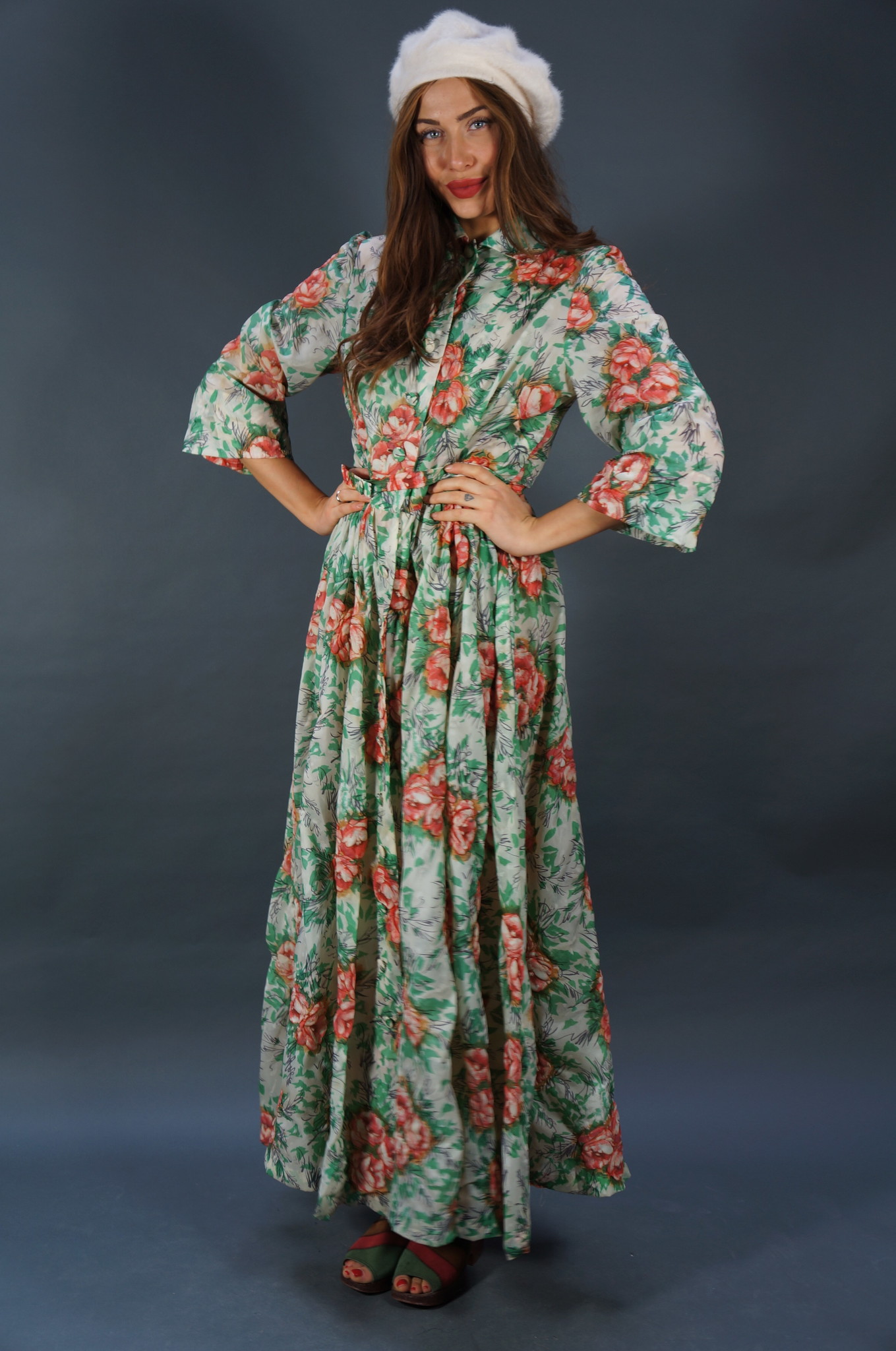 50s Flower Maxi Dress