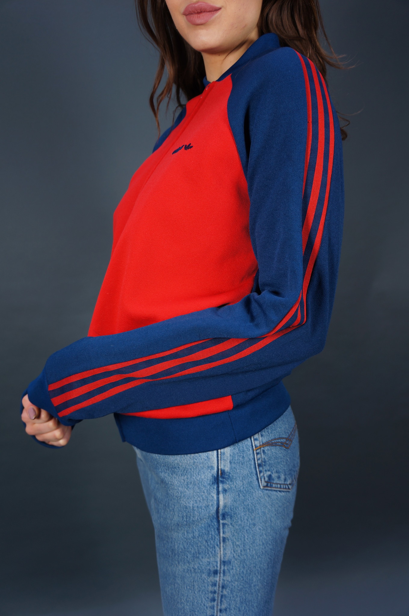 70er Adidas Trainingsjacke — Blau / Rot