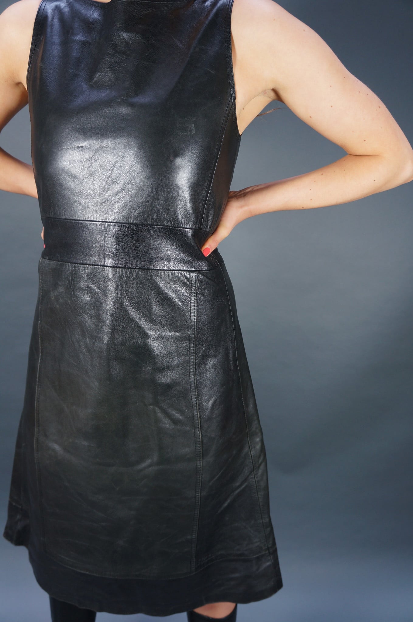 70er Leder Lara Kleid