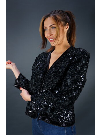 Seide Blumen Sequin Jacke