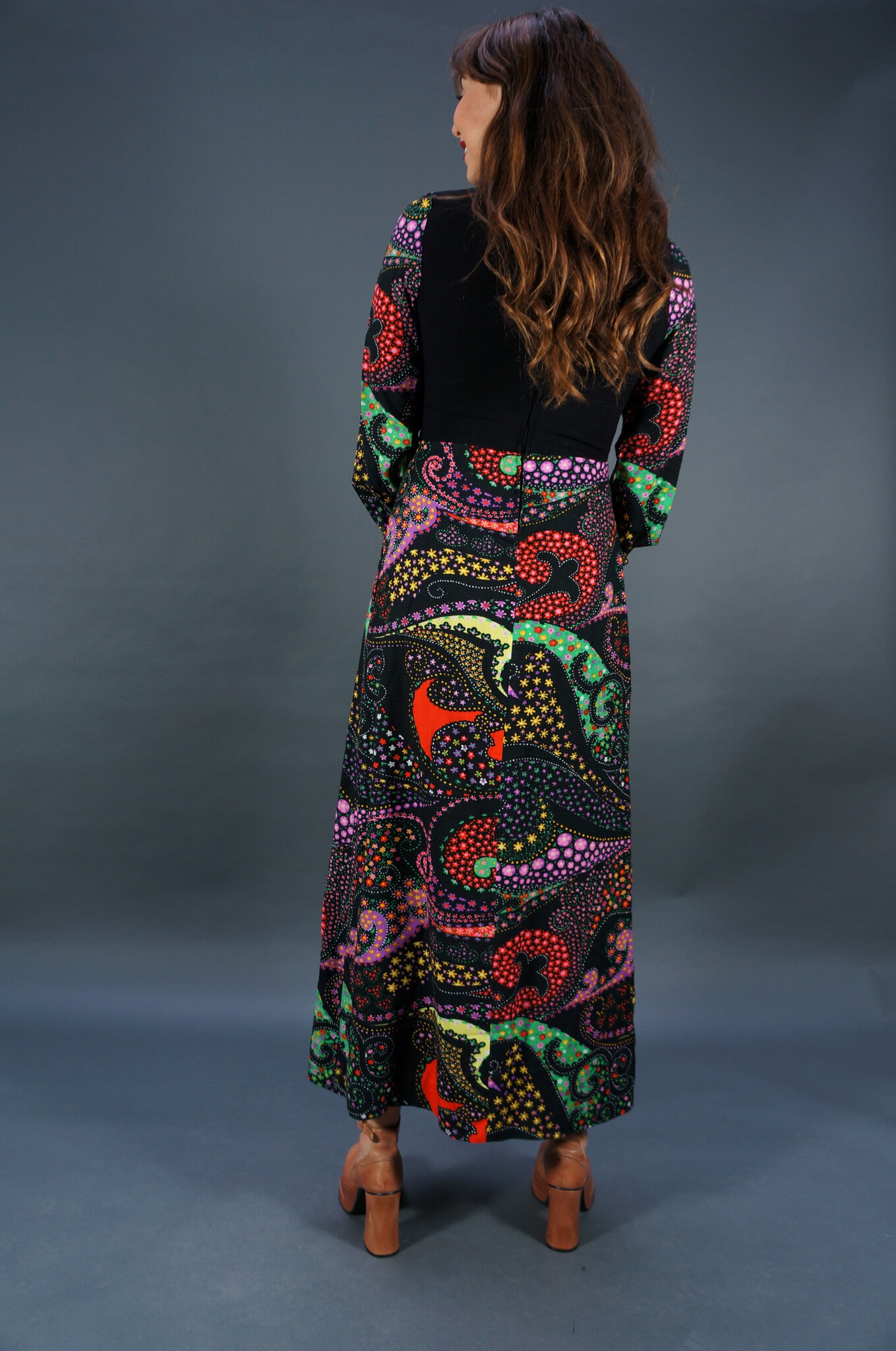 70er Psychedelisches Maxikleid
