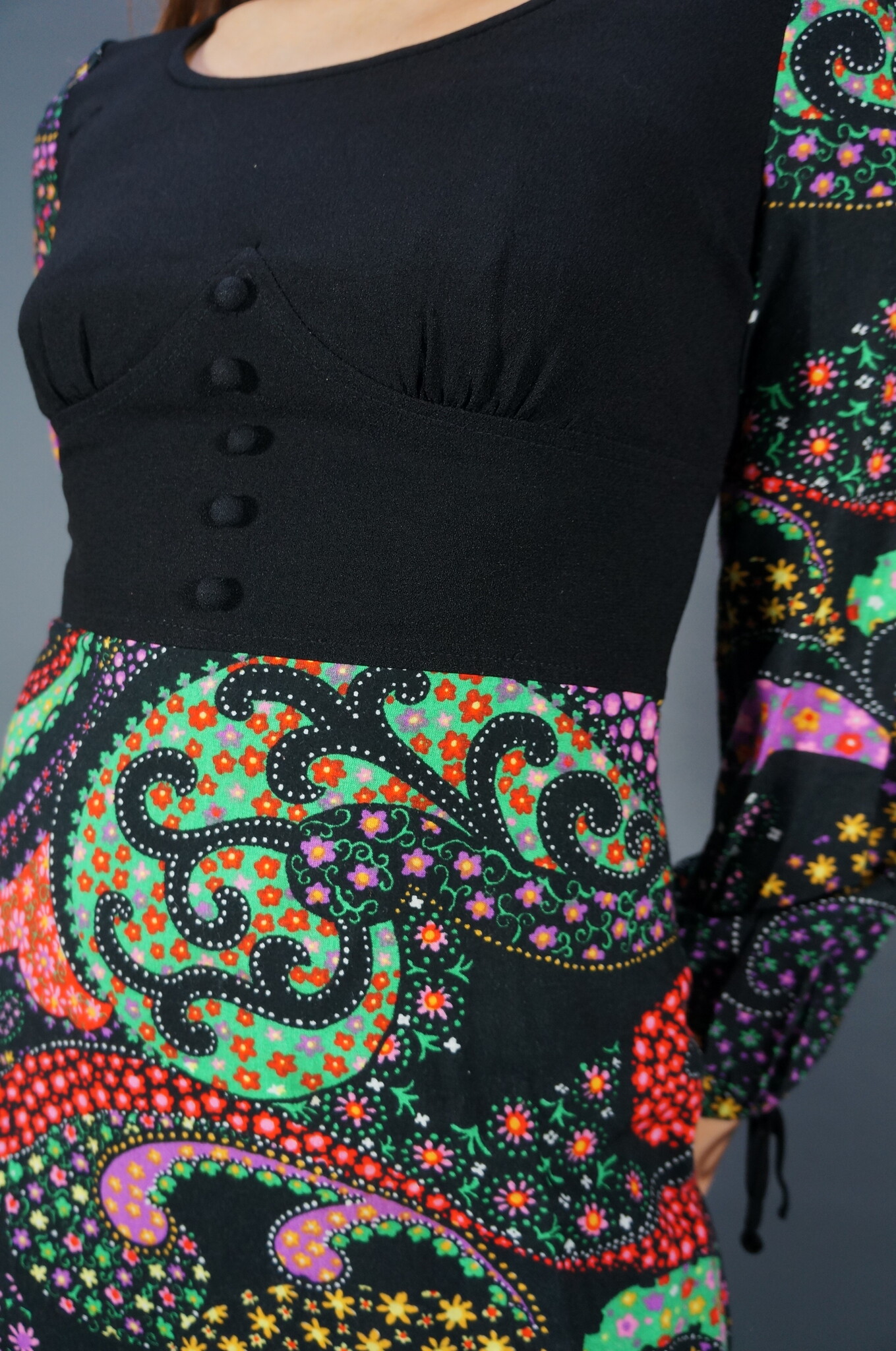 70er Psychedelisches Maxikleid