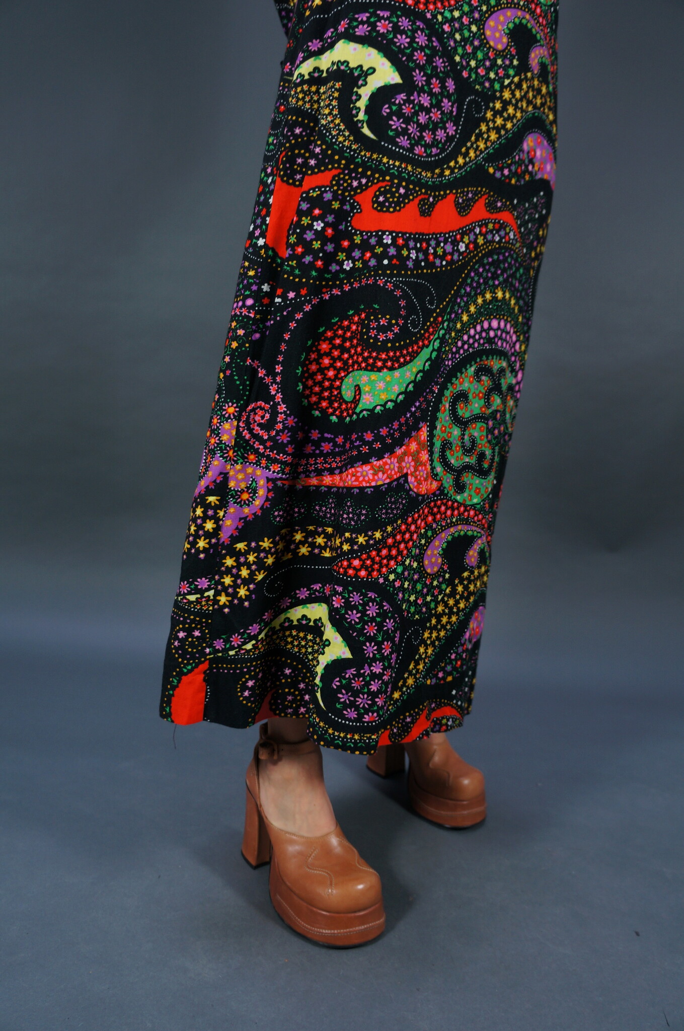 70er Psychedelisches Maxikleid