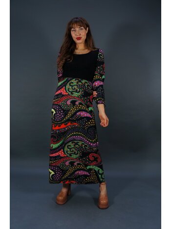 70er Psychedelisches Maxikleid