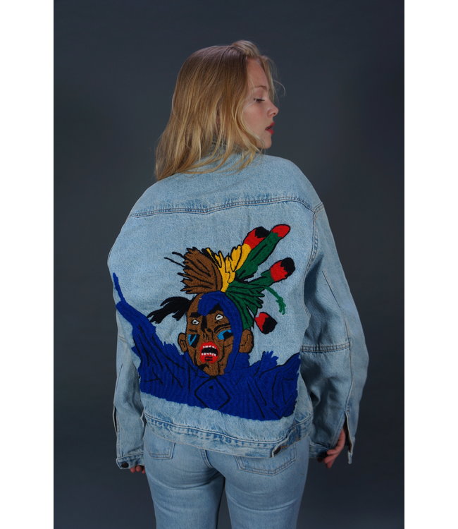 90s Hand Embroidered Denim Jacket