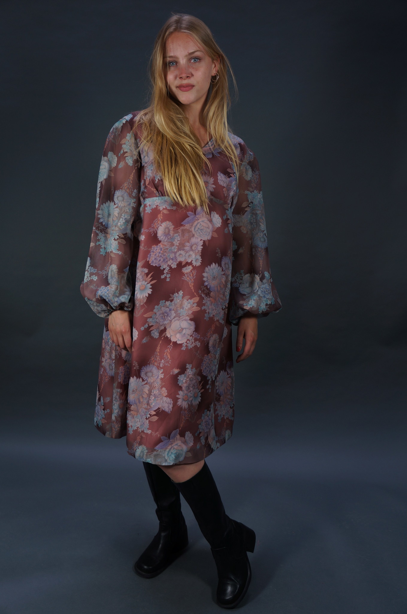 70er Solange Transparentes Kleid — Lila / Blau