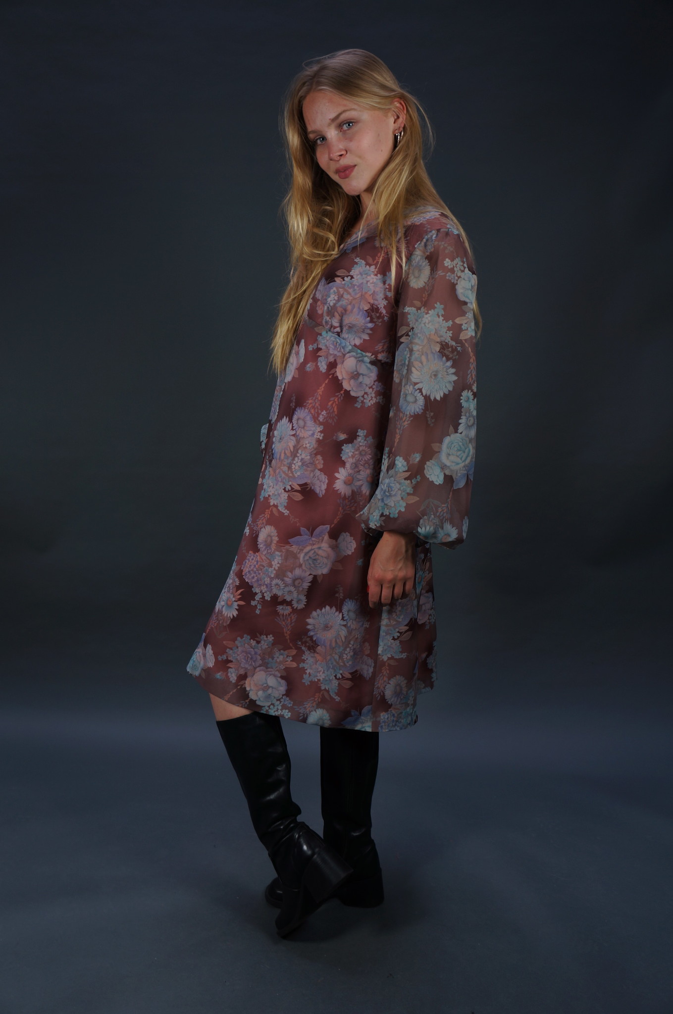70er Solange Transparentes Kleid — Lila / Blau