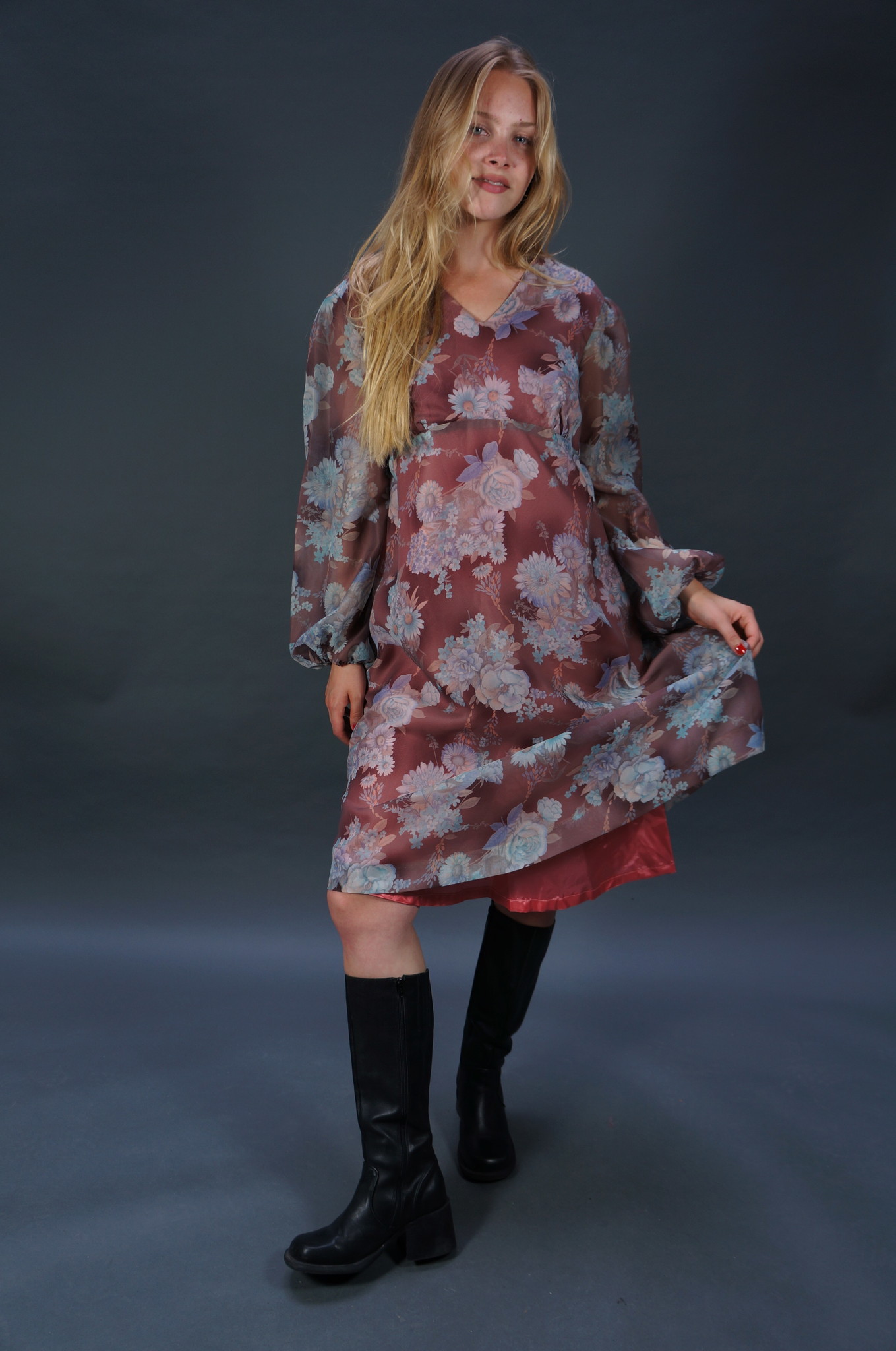 70er Solange Transparentes Kleid — Lila / Blau