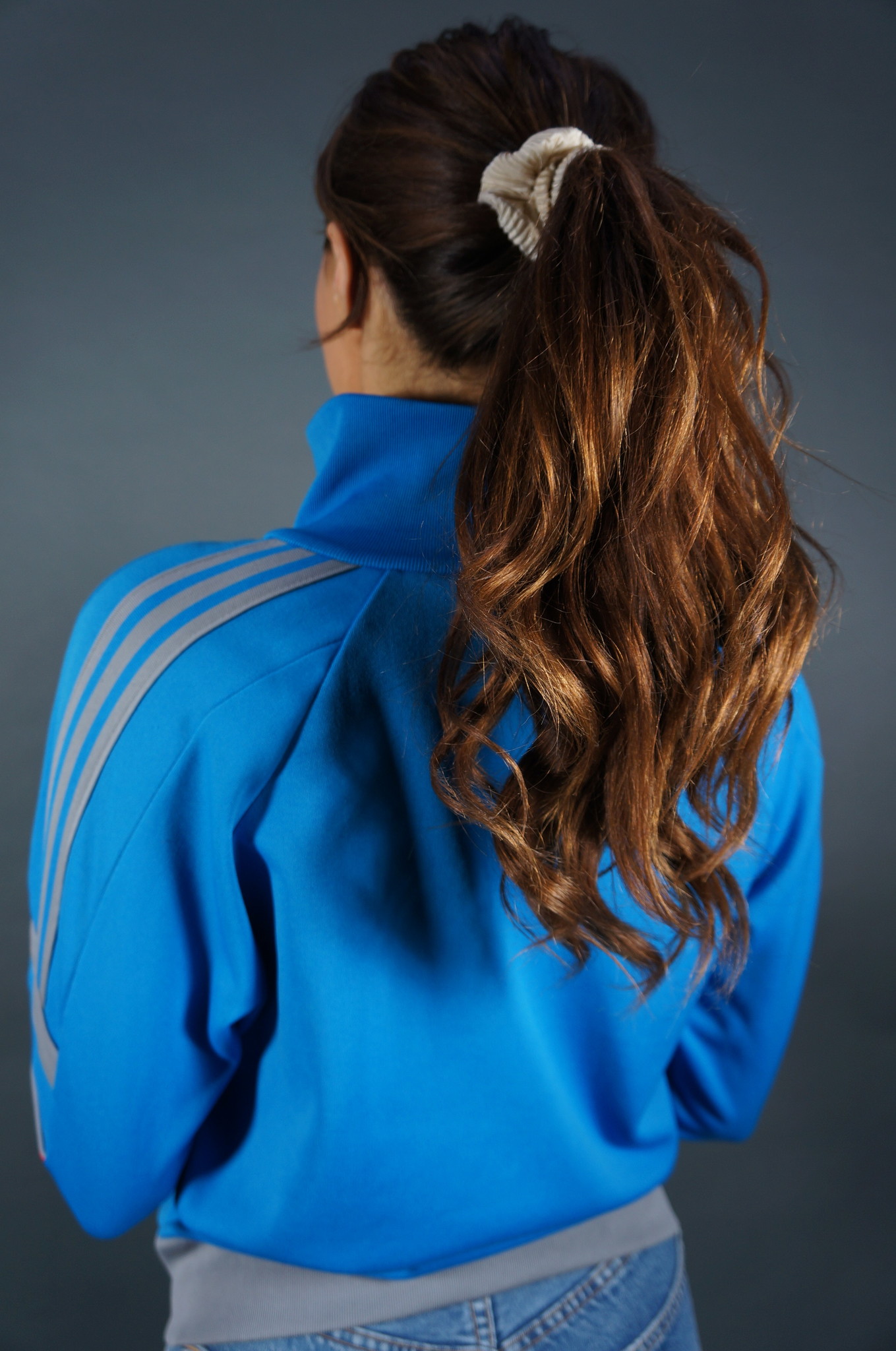 70er Adidas Blau & Grau Trainingsjacke — L