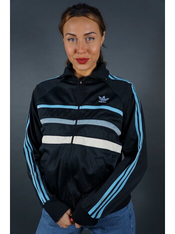 70er Adidas Trainingsjacke — Blau / Weiß