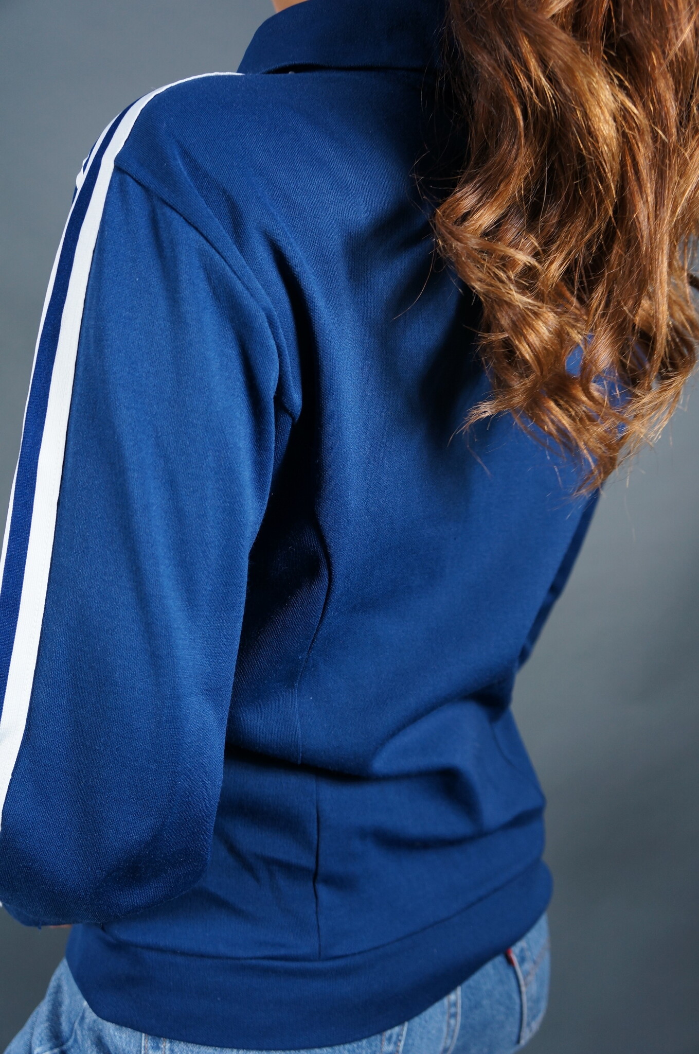 70er Adidas Blau & Weiß Trainingsjacke — S/M