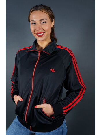 70s Adidas Track Jacket — Black / Red