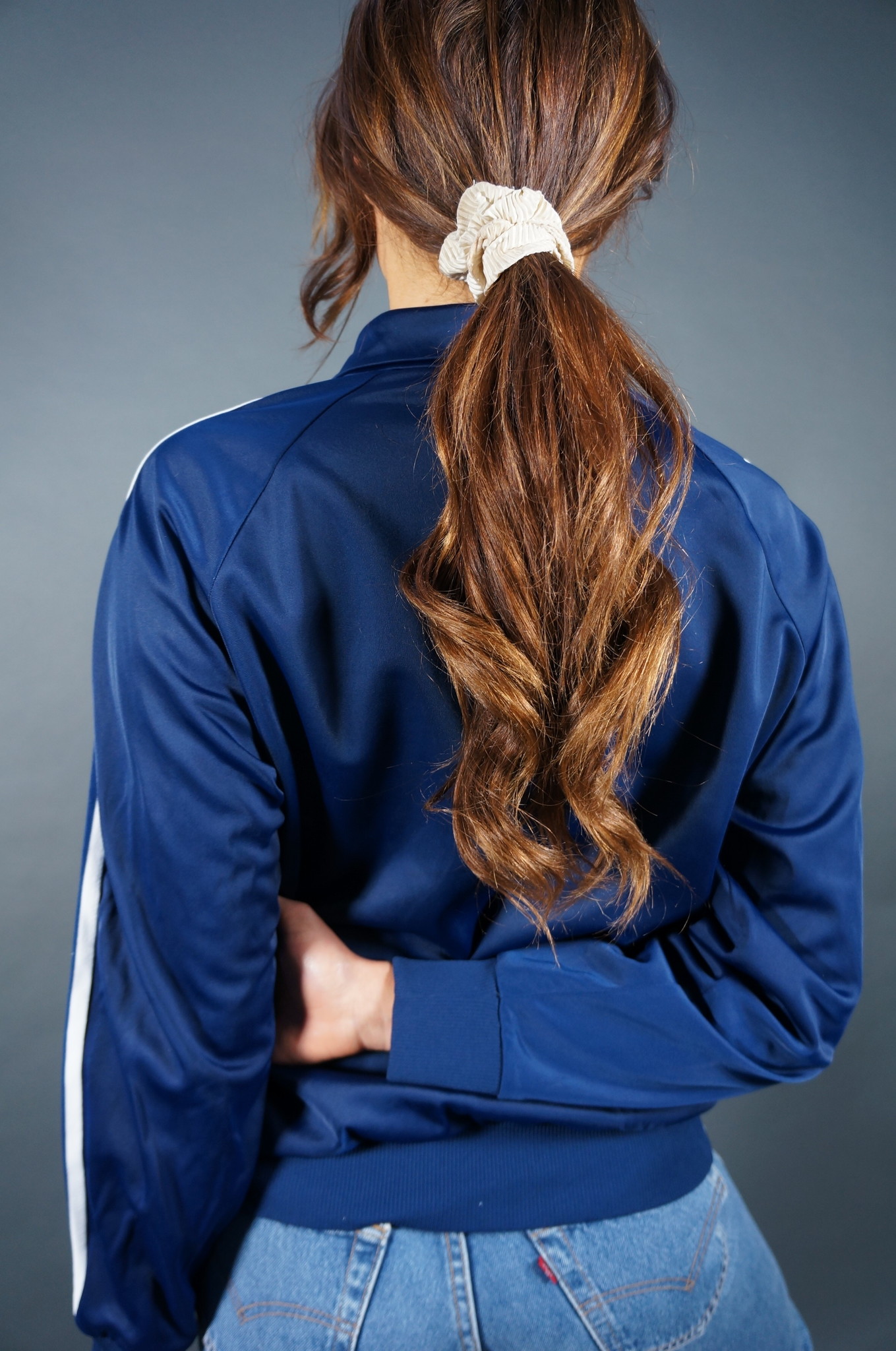 70er Adidas Trainingsjacke — Dunkelblau / Weiß