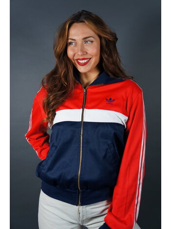 70er Adidas Trainingsjacke — Rot / Weiß / Blau