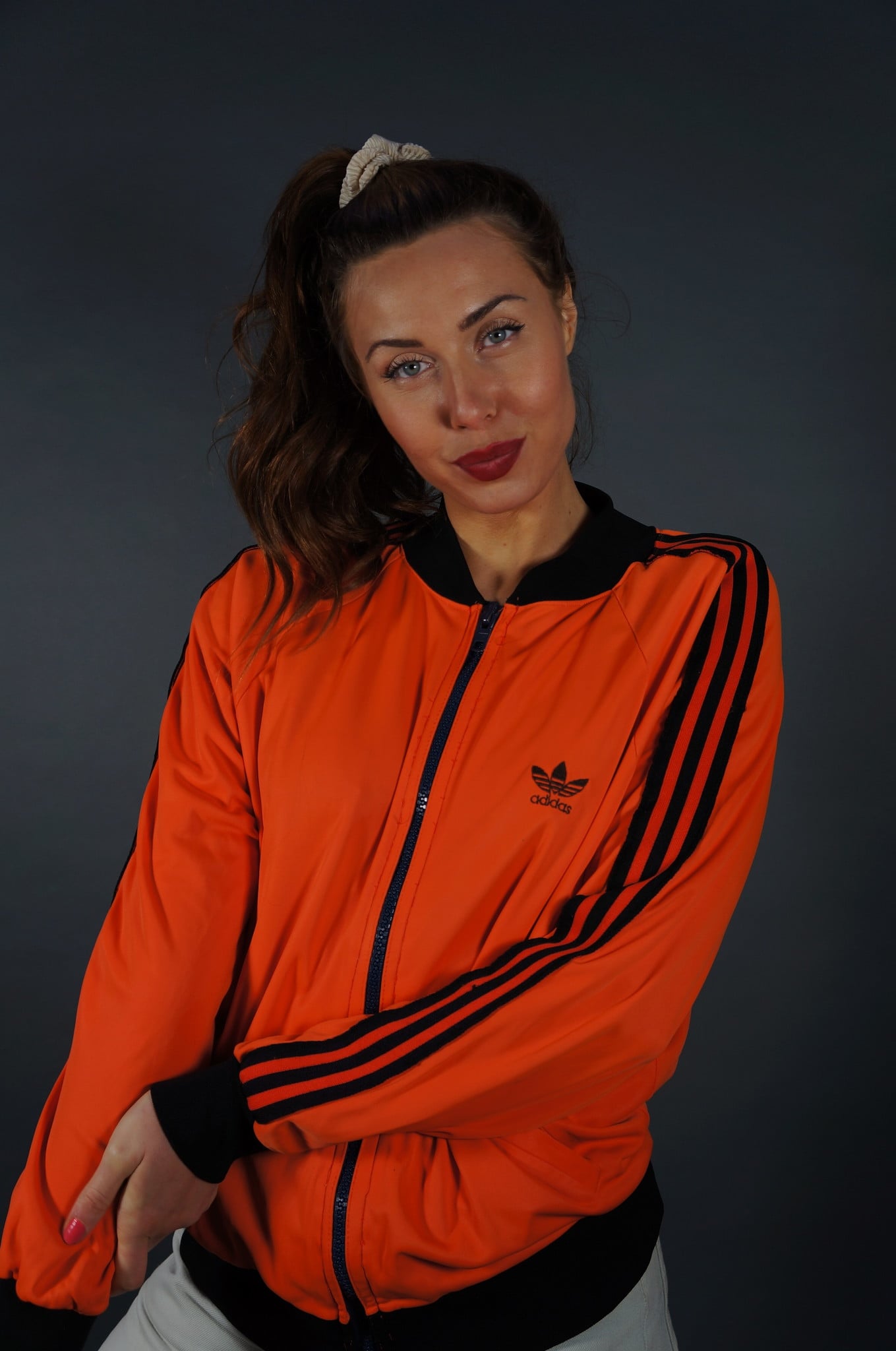 70er Adidas Trainingsjacke — Orange / Schwarz