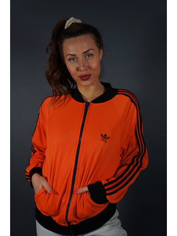 70er Adidas Trainingsjacke — Orange / Schwarz