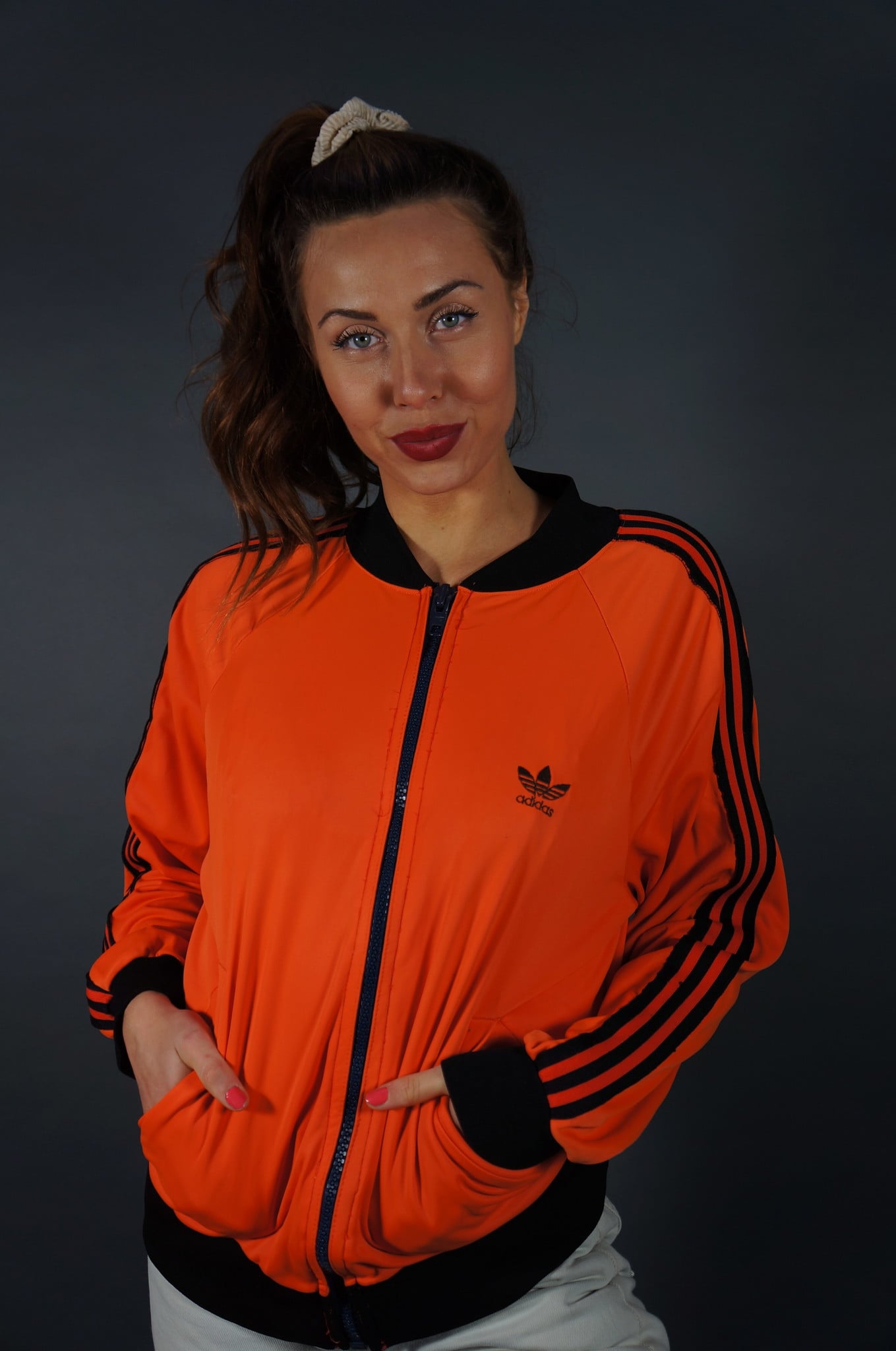 70er Adidas Trainingsjacke — Orange / Schwarz