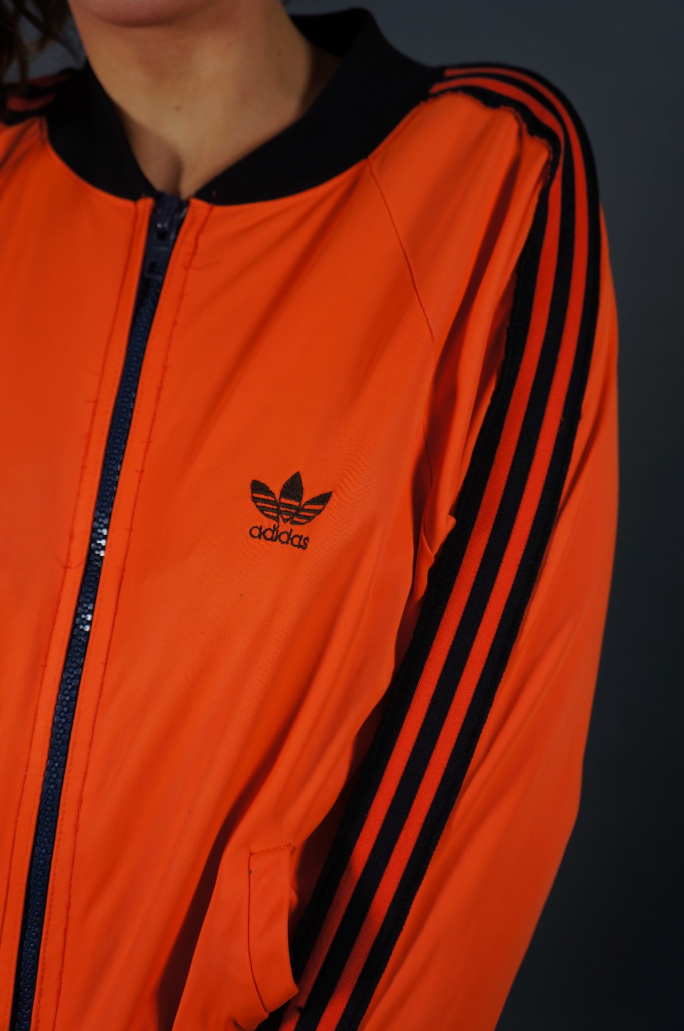 70er Adidas Trainingsjacke — Orange / Schwarz