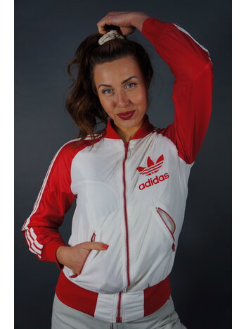 70er Adidas Rot & Weiß Trainingsjacke — M