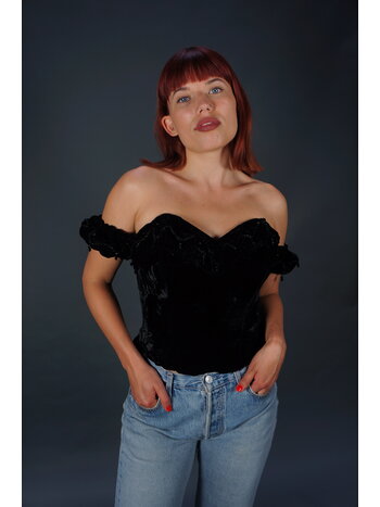 90s Velvet Beads Top