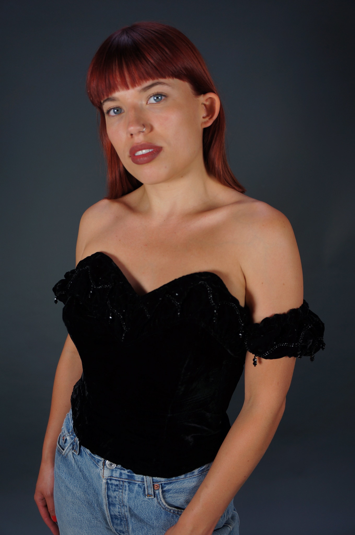 90s Velvet Beads Top