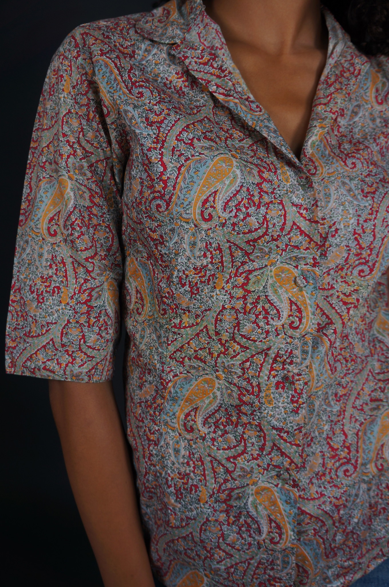 Cacharel Bluse — Weiß / Blau / Gelb / Rot