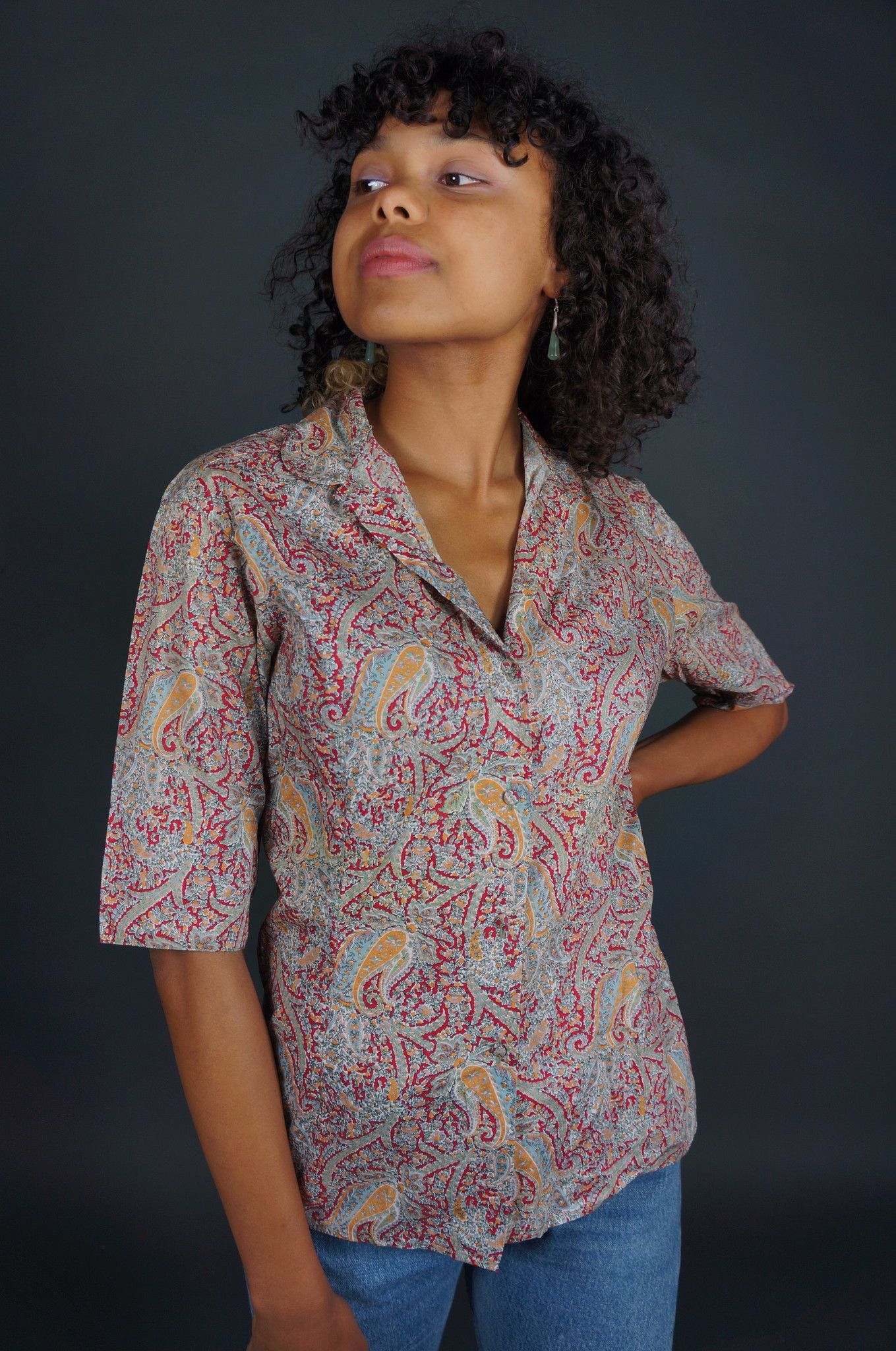 Cacharel Bluse — Weiß / Blau / Gelb / Rot