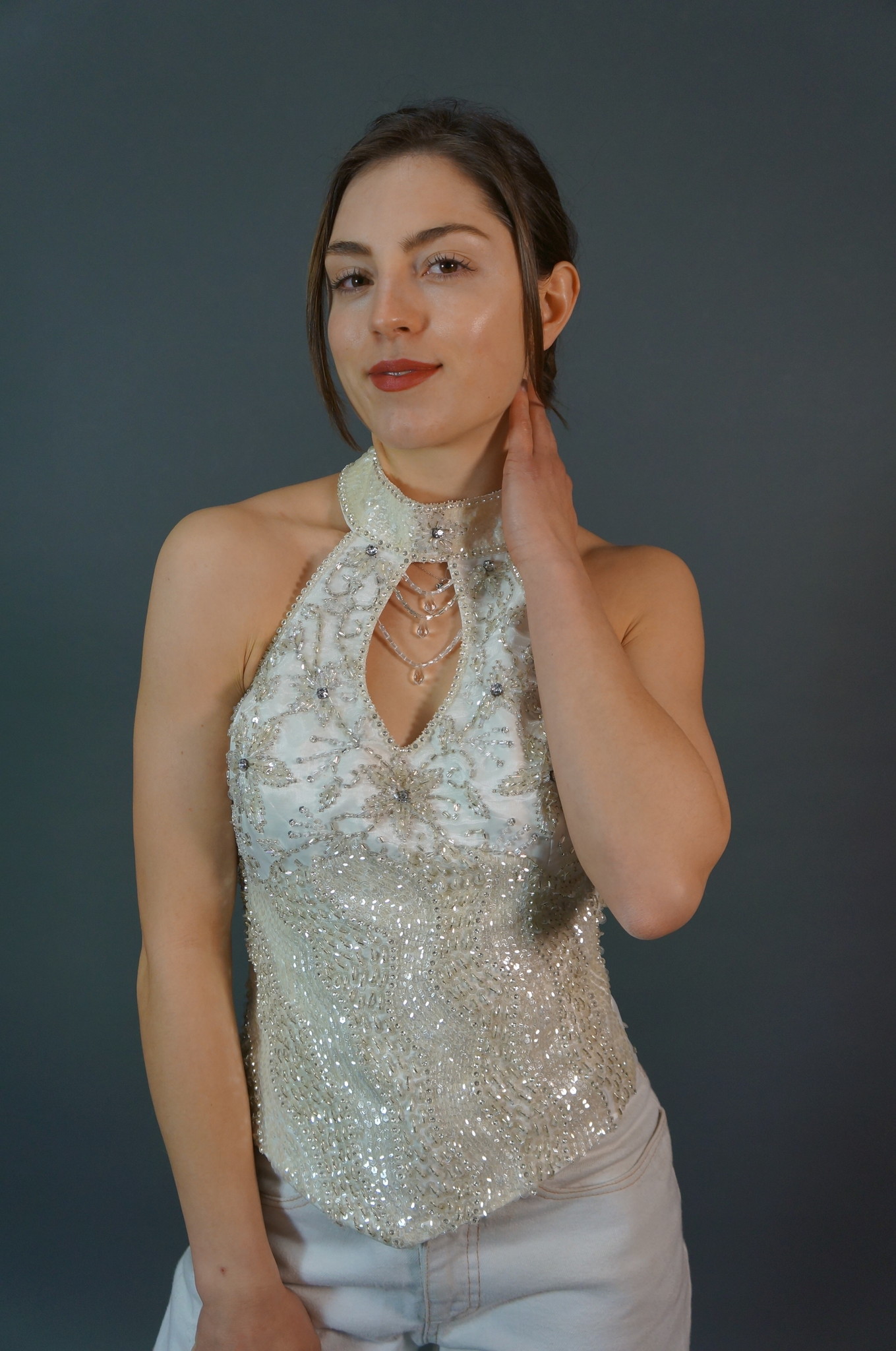 Sequin Halter Top
