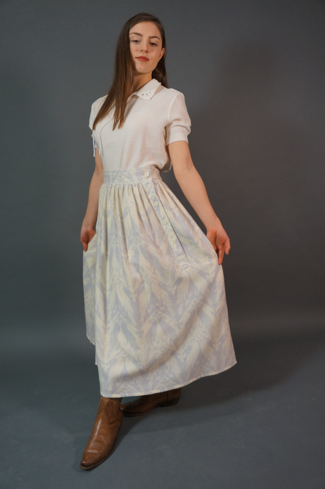 Escada Button Midi Skirt
