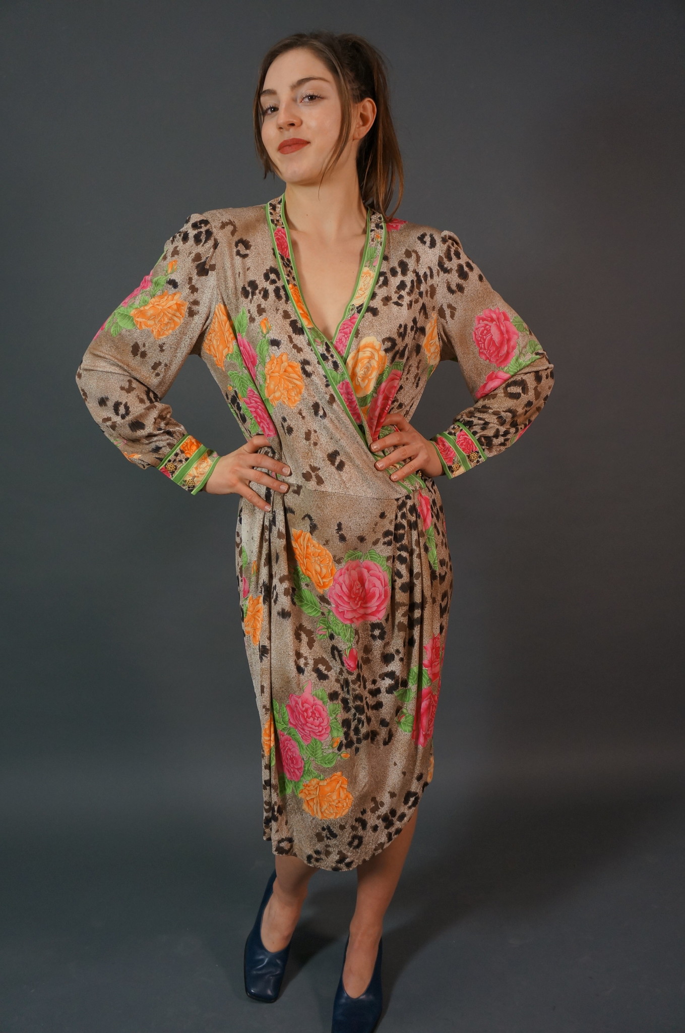 Printed Wrap Midi dress