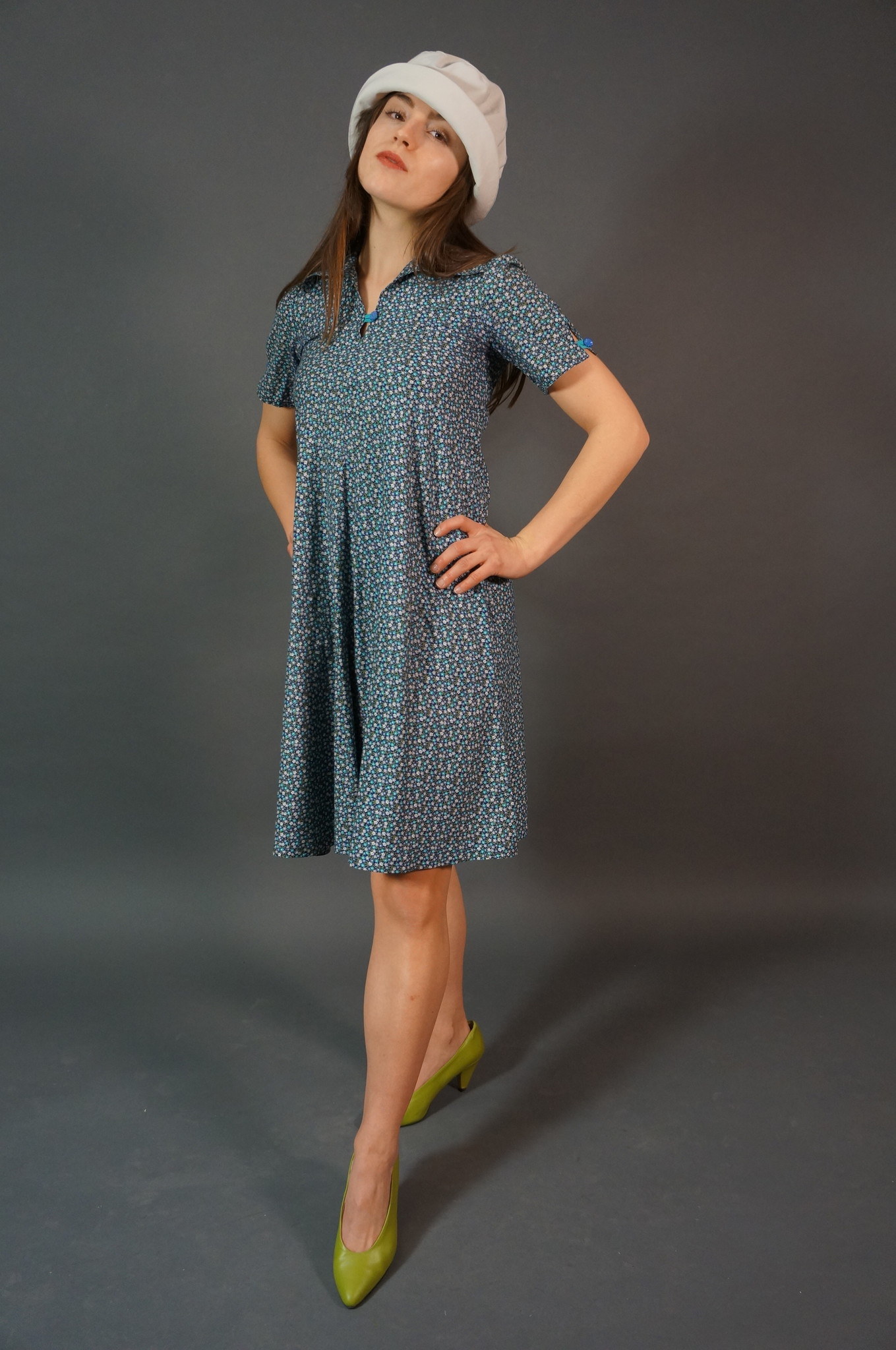 70s Floral Midi Dress Emilia