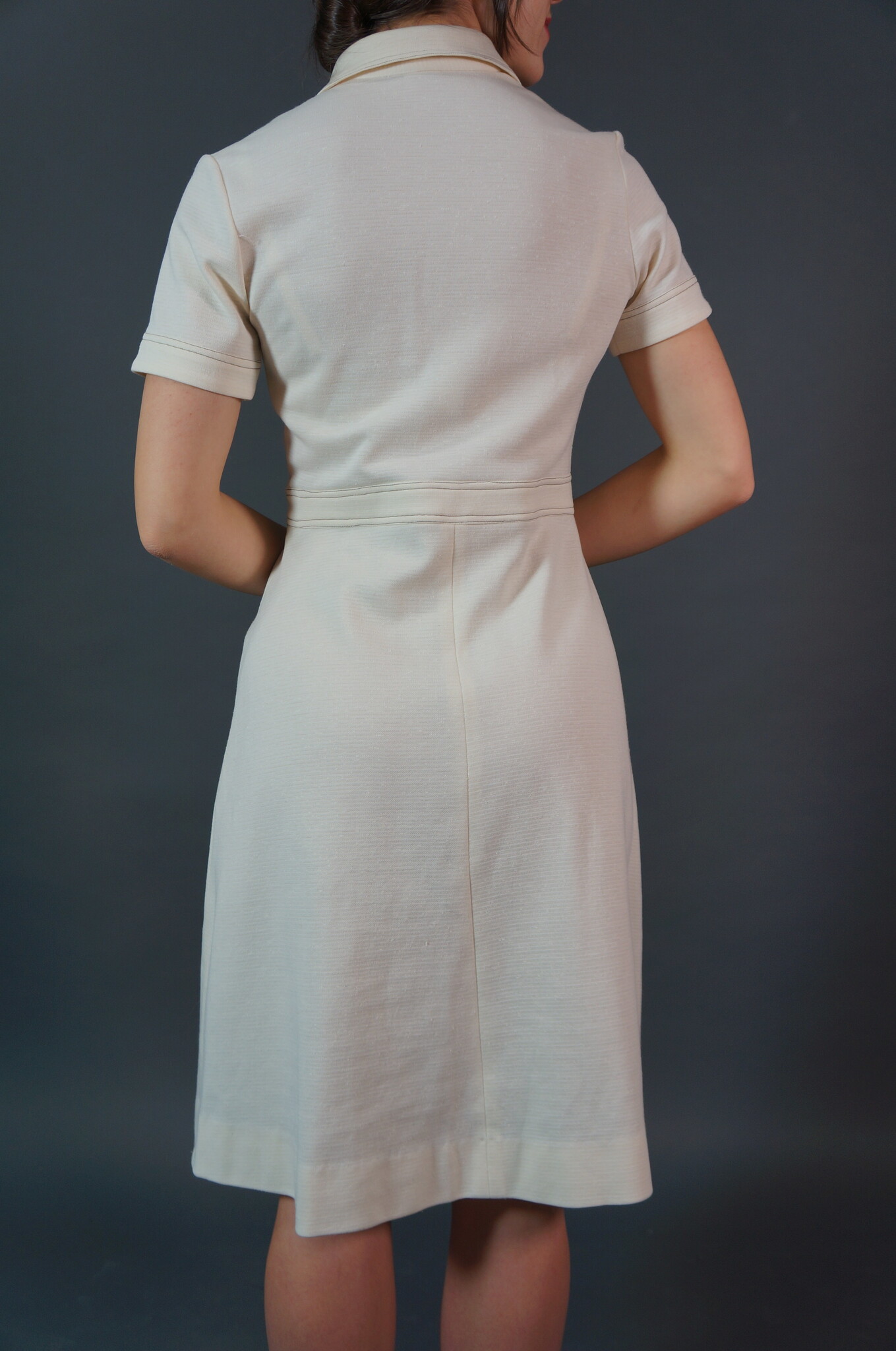 60's Stitched Cream Midi Dress
