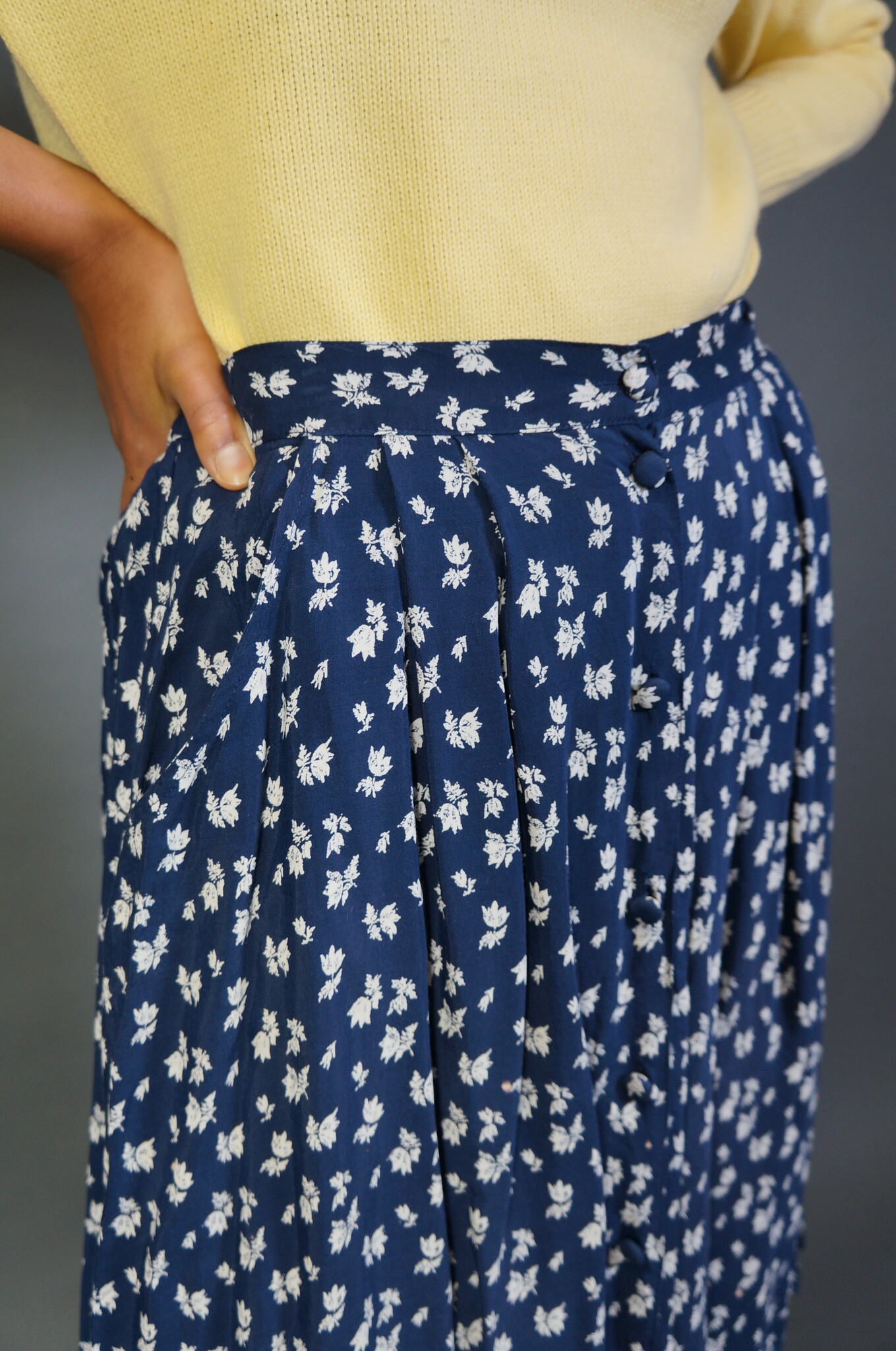 Front Button Flower Skirt