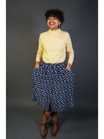 Front Button Flower Skirt