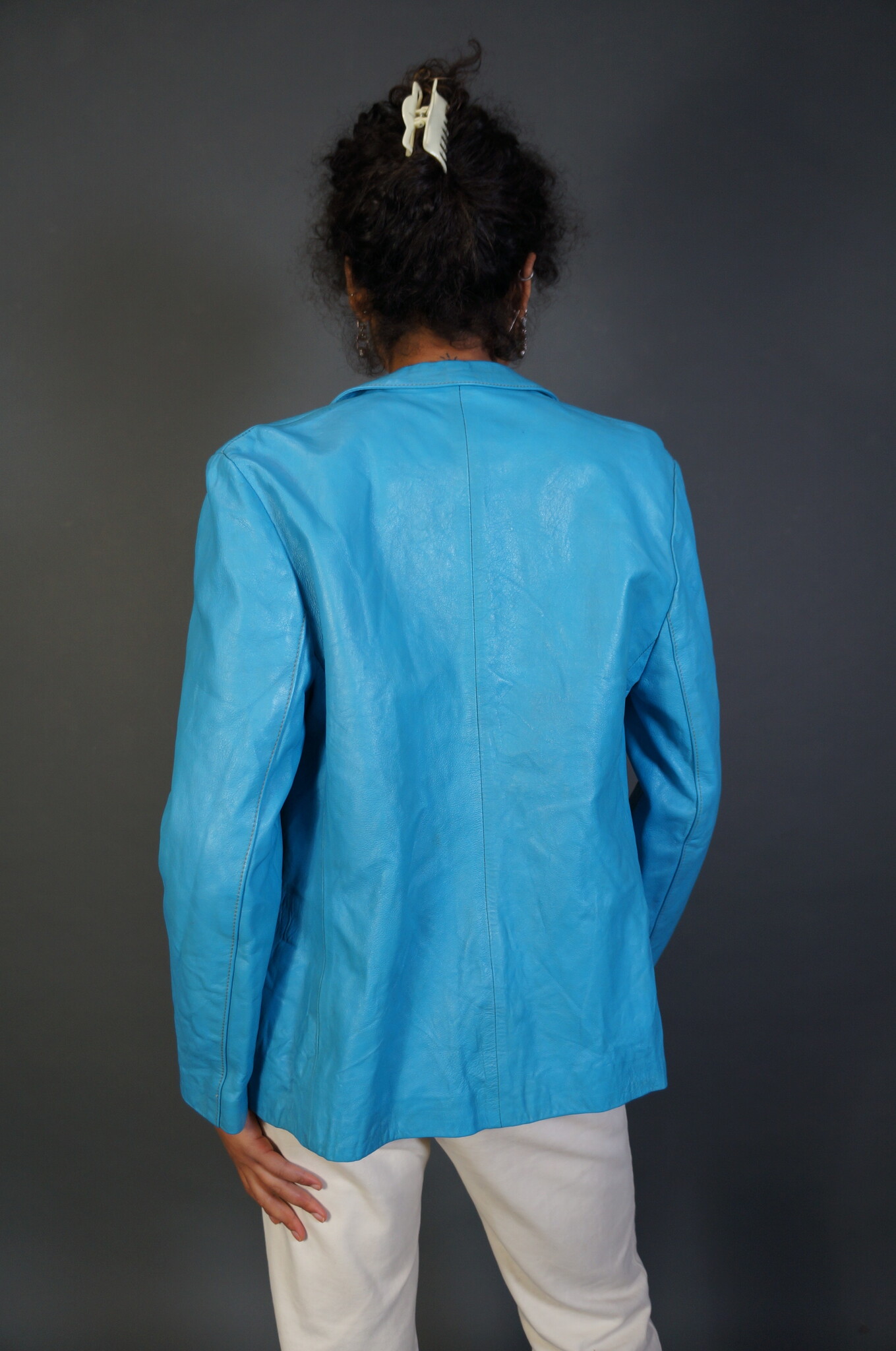 Blue Leather Blazer