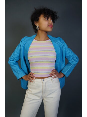 Blue Leather Blazer