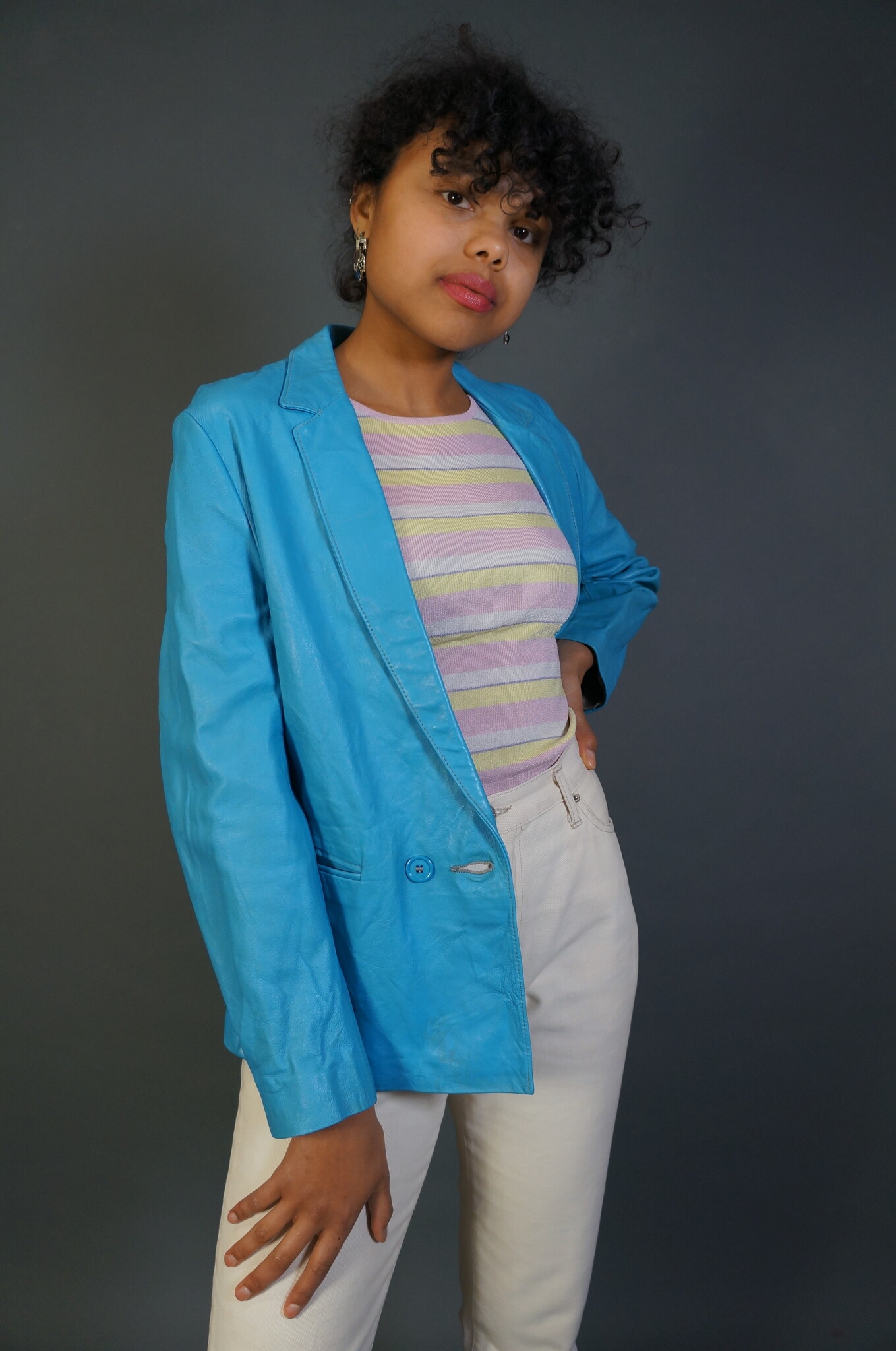 Blue Leather Blazer