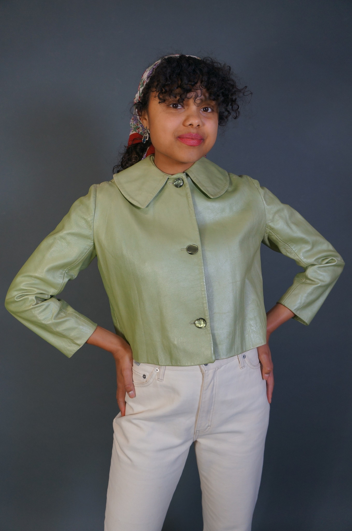 Lime Leather 60s Blazer Doris