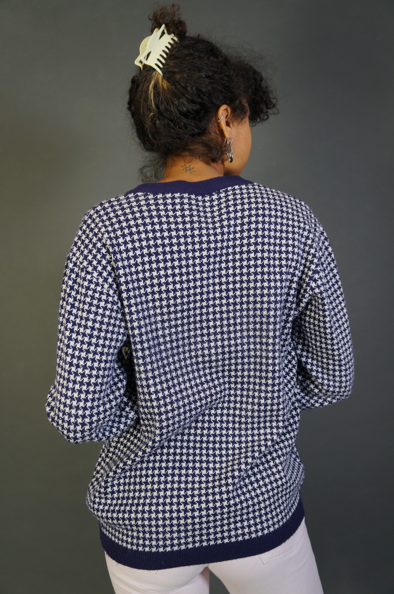 Pied-de-Poule Cardigan Rose