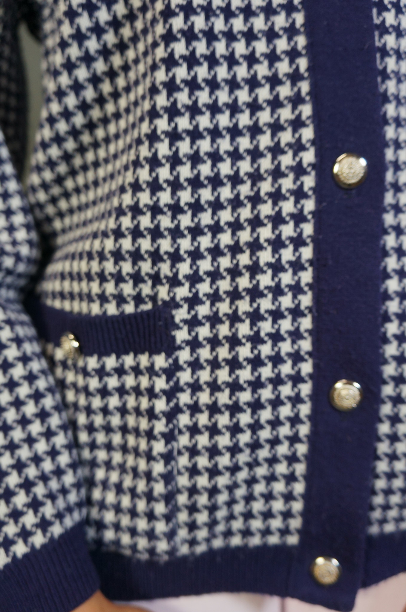 Pied-de-Poule Cardigan Rose
