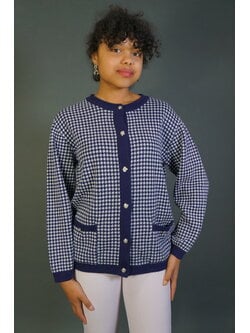 Pied-de-Poule Cardigan Rose