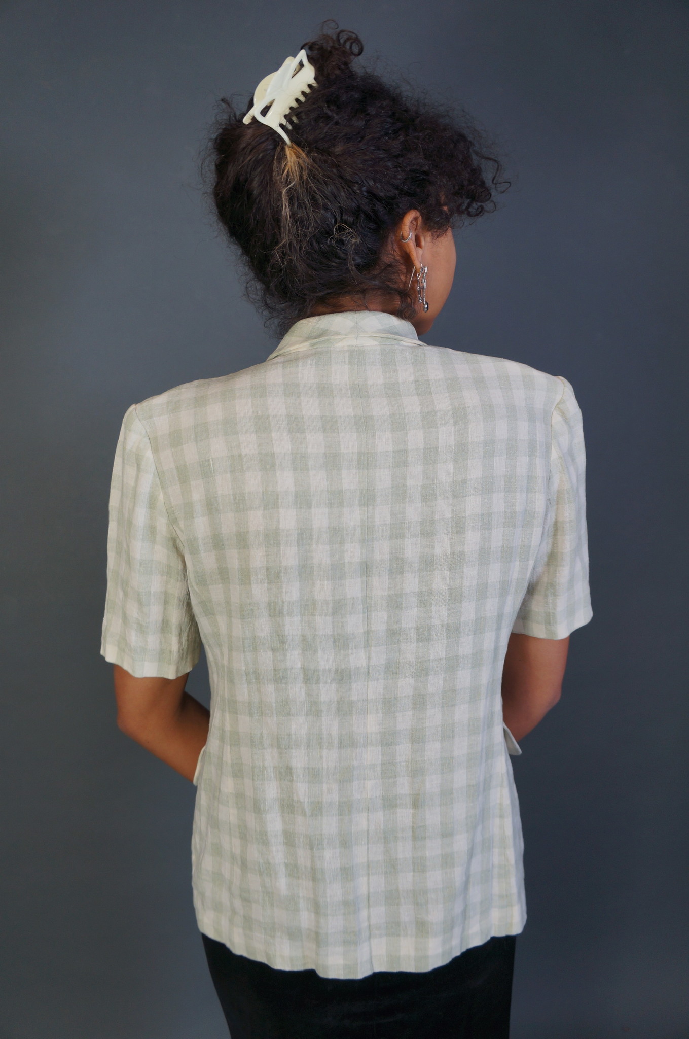 Louis Féraud Linen Gingham Blouse