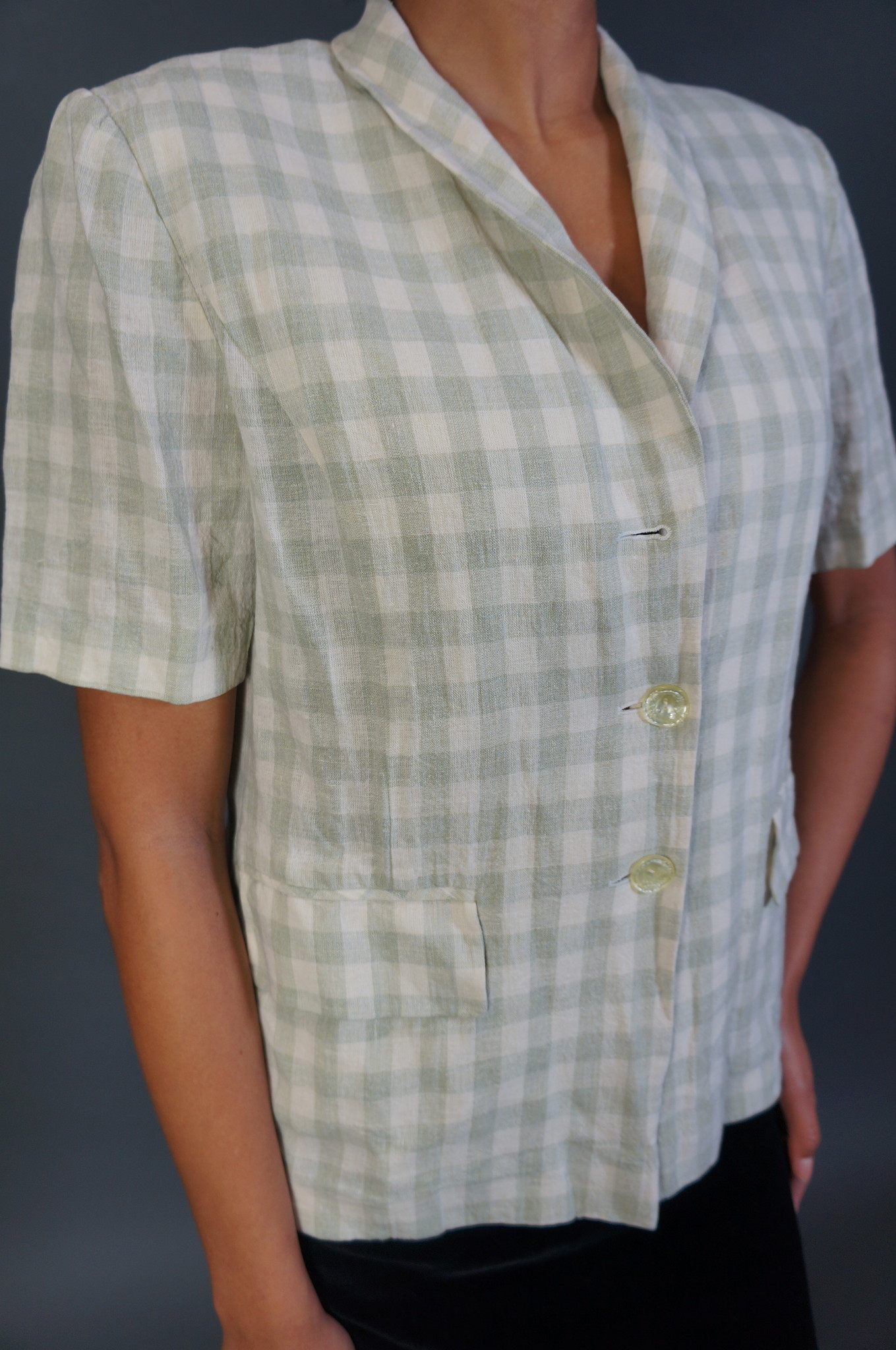 Louis Féraud Linen Gingham Blouse
