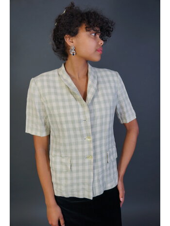 Louis Féraud Linen Gingham Blouse