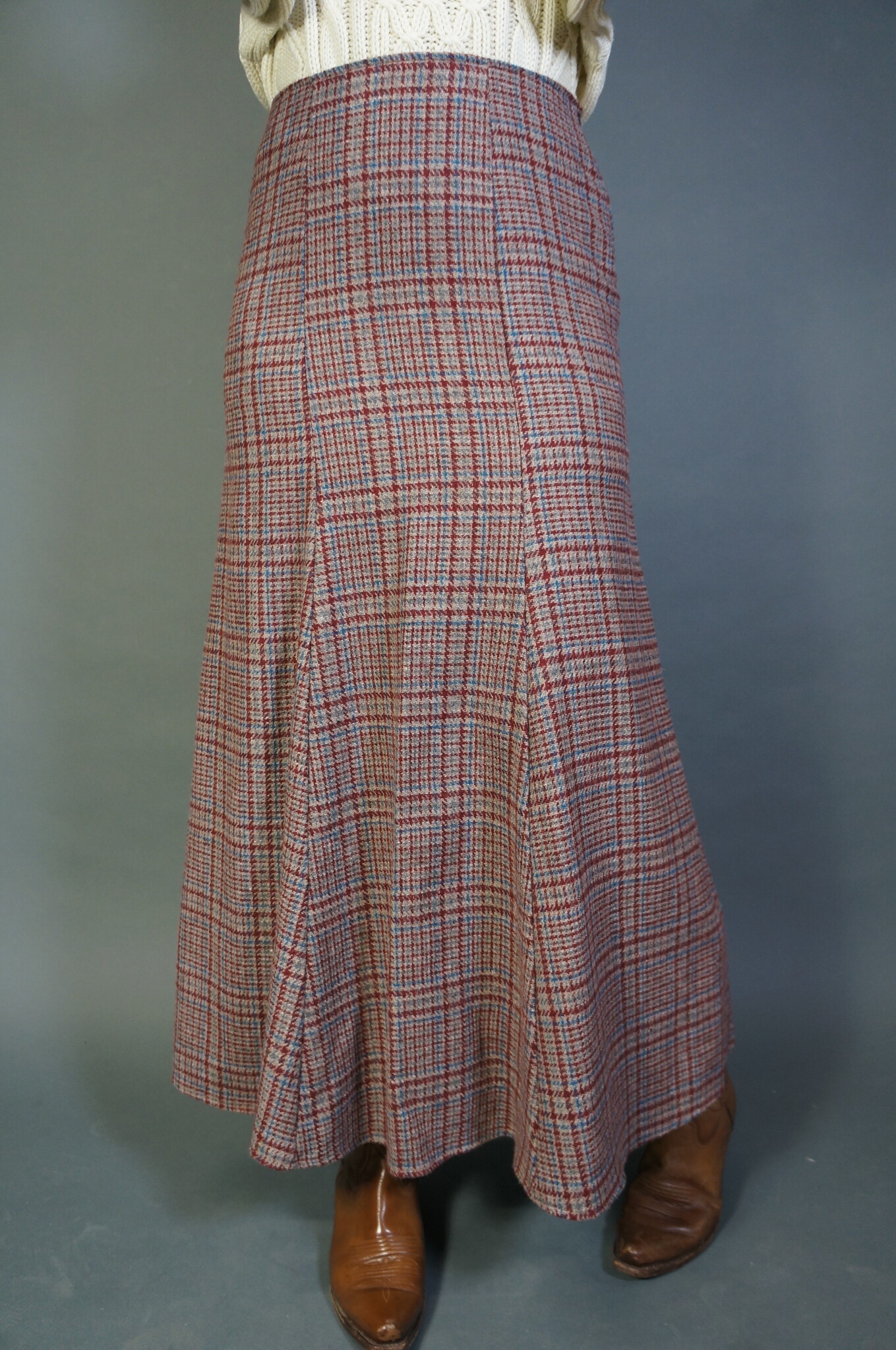 70s Pleated Plaid Skirt