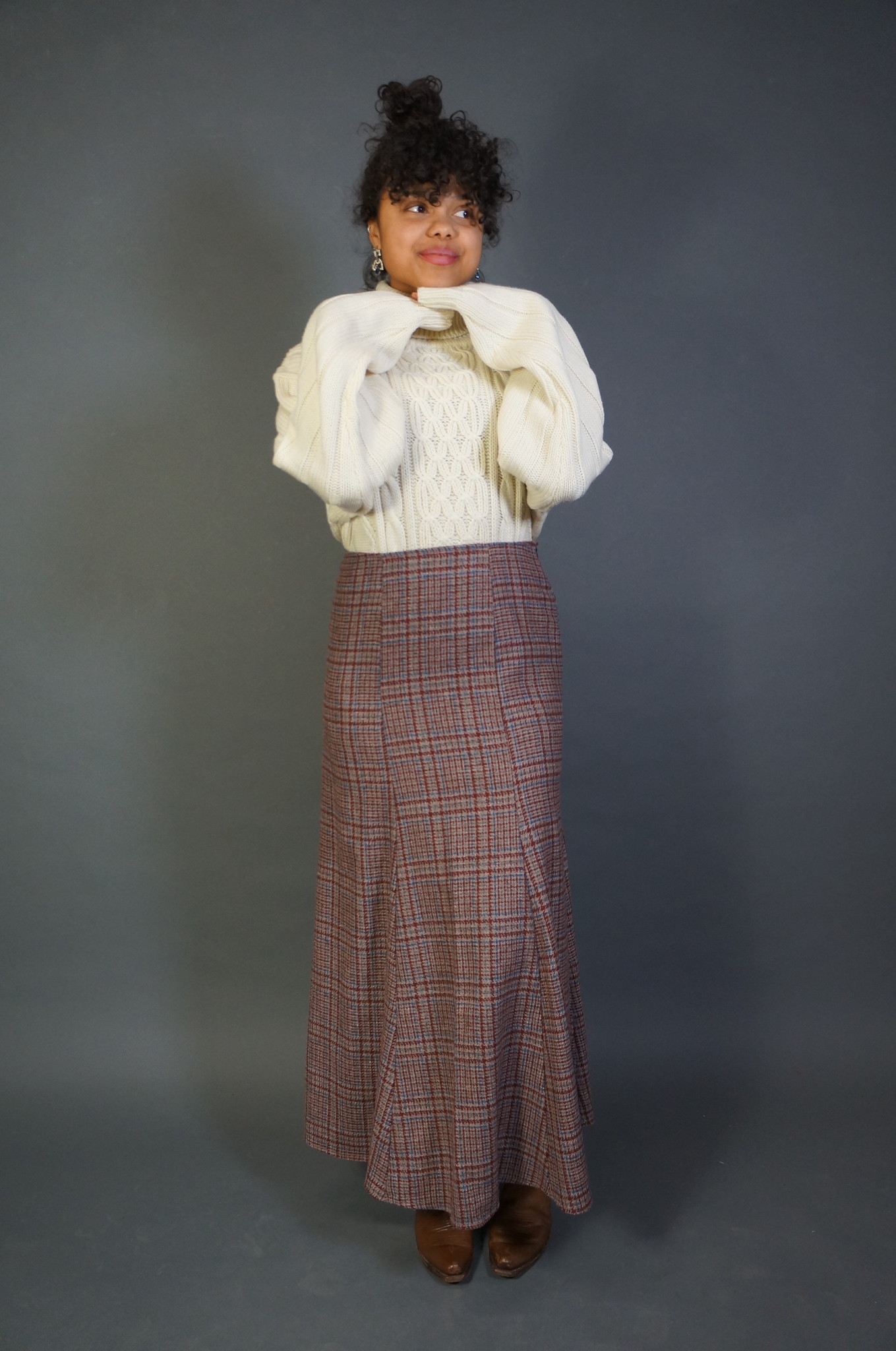 70s Pleated Plaid Skirt