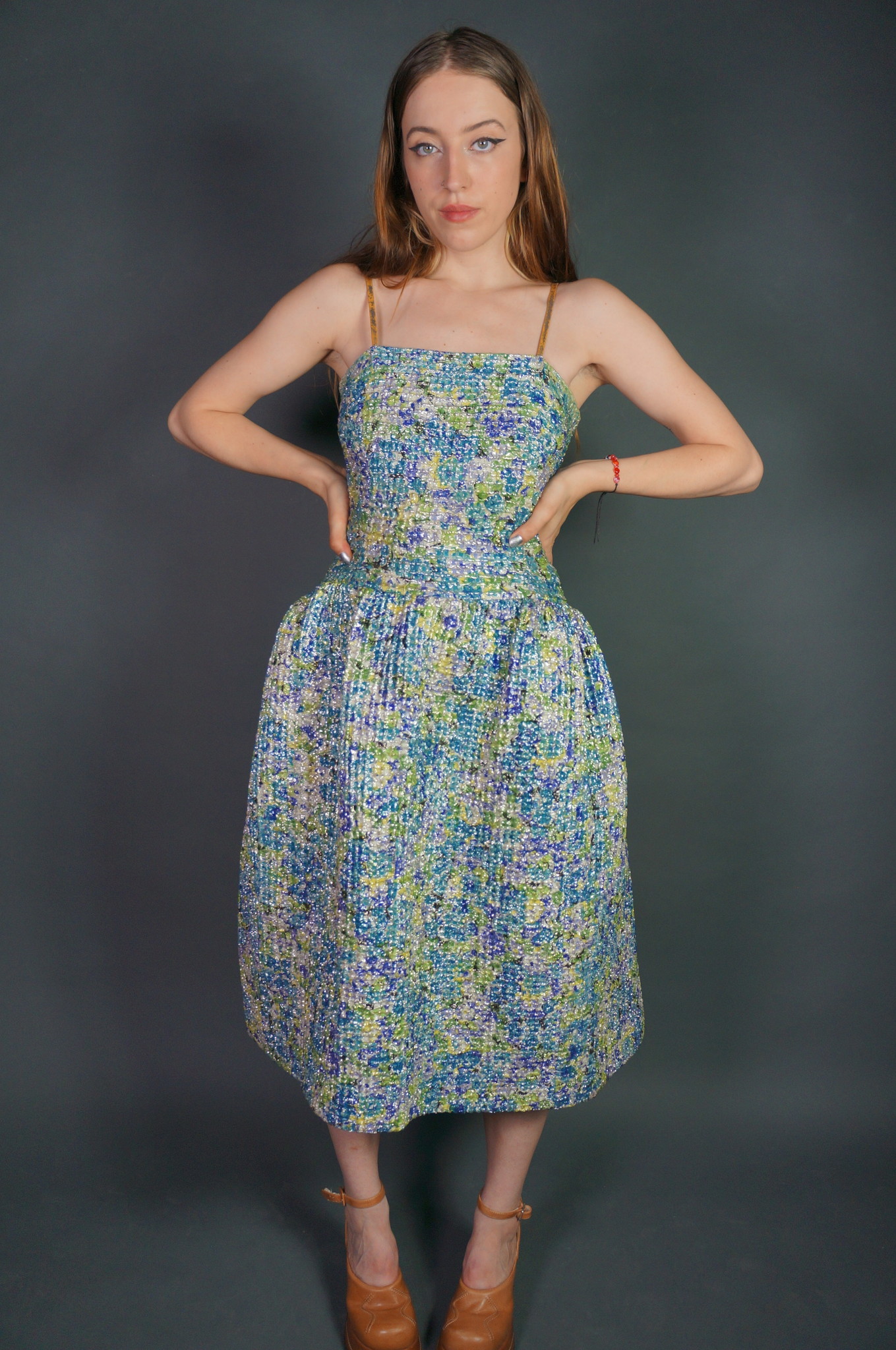 50's Handmade  Textured Glitter Dress