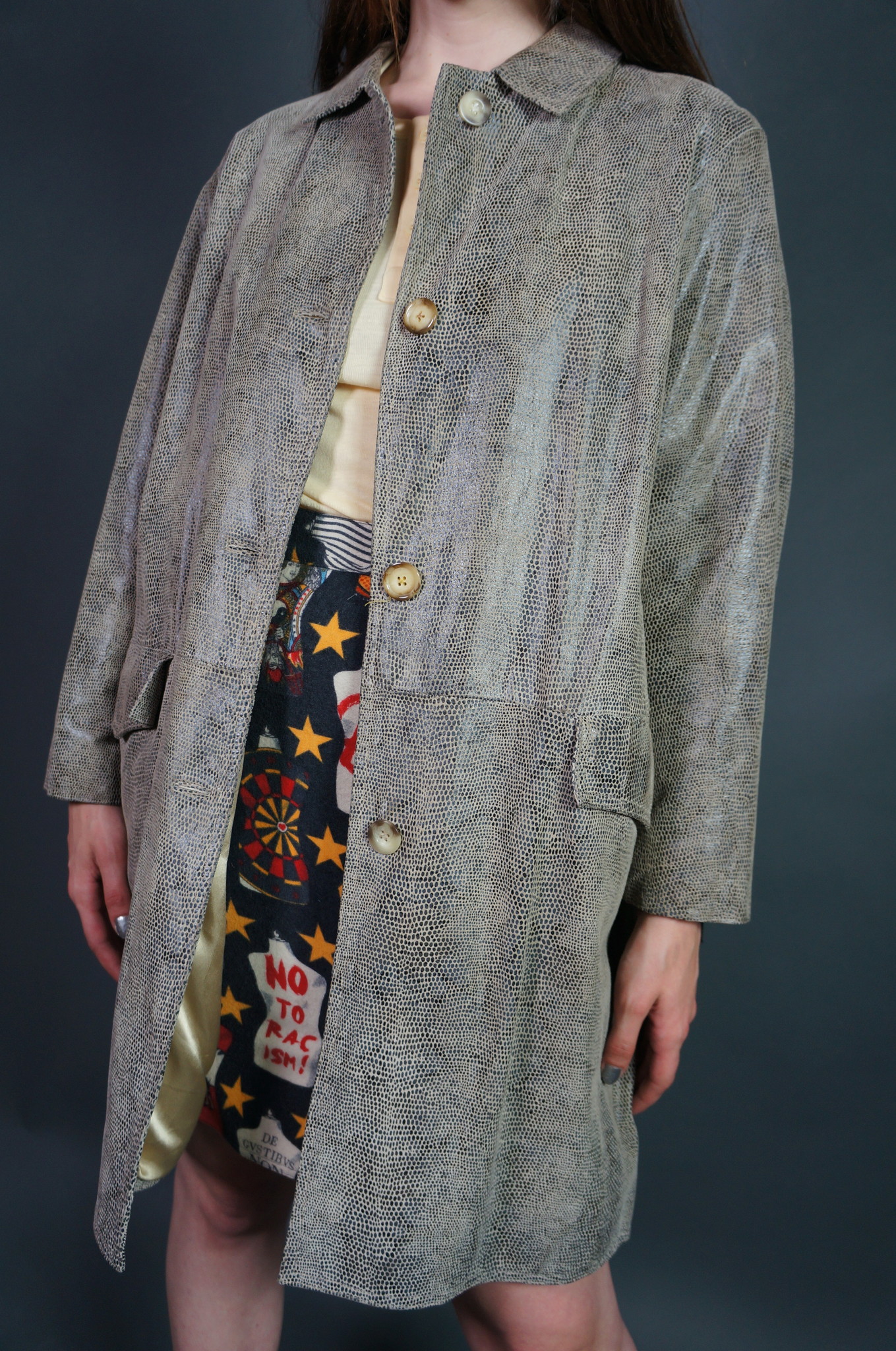Nina Ricci Snake Print Leather Coat